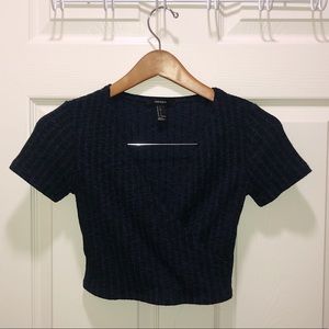 Forever 21 Dark Blue Textured Crop Top